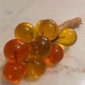 Vintage Amber and Orange Glass Grapes Decor